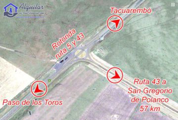Mapa de rotonda ruta 5 y 43 a San Gregorio de Polanco